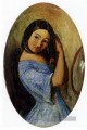 Ein junges Mädchen  das ihr Haar kämmt Präraffaeliten John Everett Millais